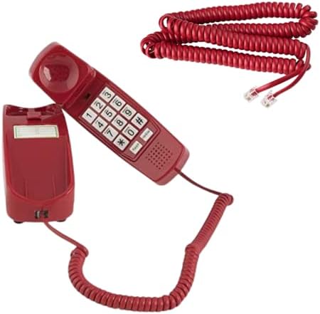 Червен Стационарен телефон за вътрешна употреба в комплект с 15-футовым Фигурен Телефонен кабел Телефонната слушалка