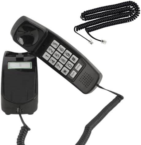 Черно Стационарен телефон за домашна употреба с 25-футовым Фигурен Телефонен кабел Телефонната слушалка