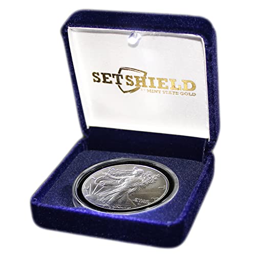 1986 - до Момента (случаен година) Монета American Silver Eagle с тегло 1 унция в кутия за подарък с луксозни led подсветка (Диамант без опаковка в капсула) и сертификат за автентичност $1 на БУ
