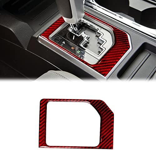 SUNJIKA е Съвместим с Централната конзола на Колата е от Въглеродни влакна Кутия за Превключване на Предавките с Панел Рамка Стикер Аксесоари за Интериора на Toyota Tundra Truck 2014 2015 2017 2018 (1бр червен)