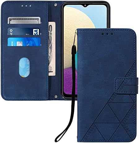 Калъф IMEIKONST за Мото E13, една Чанта-портфейл от изкуствена кожа Премиум-клас, Калъф-книжка с панти капак, Вградена Стойка, Държач за карти, Защитно покритие с магнитна закопчалка за Motorola Moto E13, Синьо YB4