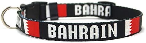 Нашийник за кучета | Флаг и името на Бахрейн | Отличен за Национални празници, Специални събития, Фестивали, Паради и Ежедневна употреба на Здрав Сейф | XSmall Малък Среден Голям XLarge