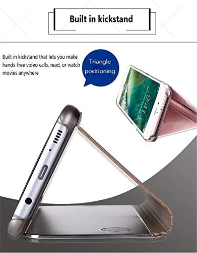 LEMAXELERS е Съвместим с iPhone 12 Калъф Огледален Дизайн Clear View Флип ултра тънък Защитен калъф с поставка Защитен Калъф е Съвместим с iPhone 12 Pro 6,1 Огледален PU Черни