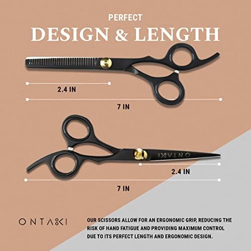ONTAKI 5 Професионални Немски Ножици за оформяне на брада и Мустаци и Набор от Филировочных ножица от Японска Стомана 7 За Подстригване