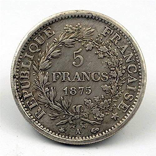 Айде част от Френската Република 1875 г. Антикварни Швейцарски Копия на Монети Събиране на Занаятите Възпоменателни монети
