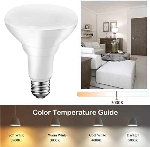 Енергичен Led лампа за осветяване на помещения с регулируема яркост BR30, 11 W = 75 W, Дневна светлина 5000 ДО 900ЛМ, Таванна лампа за консервени кутии, CRI85 + е в списъка на UL, 6 бр. в опаковка