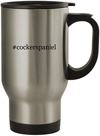 Подарък дрънкулки #cockerspaniel - Пътна Кафеена Чаша с Хэштегом от Неръждаема Стомана с тегло 14 грама, Сребрист