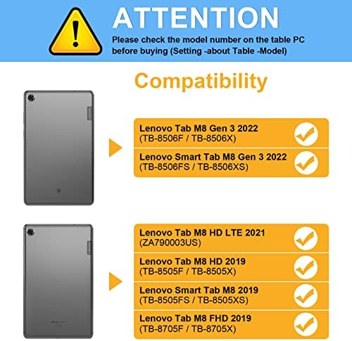 Елегантен калъф за Lenovo Tab M8/Tab M8 HD LTE/ Smart Tab M8/Tab M8 FHD 8, калъф-награда от изкуствена кожа премиум-клас за таблет Lenovo Tab M8 HD TB-8505F TB-8505X/Smart Tab M8 TB-8505FS/Tab M8 FHD TB-8705F