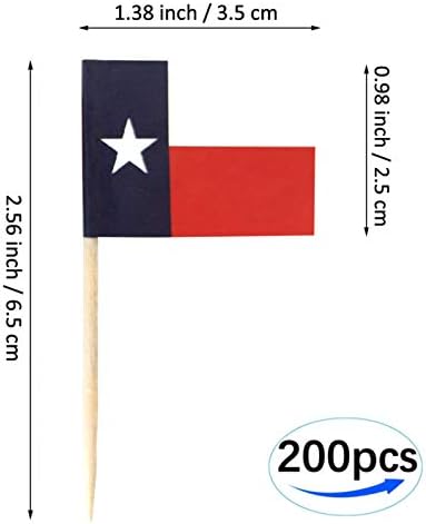 JBCD Texas флаг-клечка за Зъби Малки Мини знамена за приготвяне на техасских кексчета (100шт САЩ и 100шт Тексас)