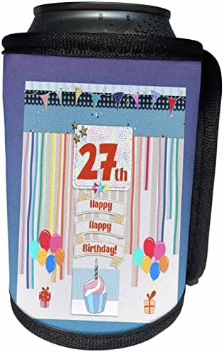Триизмерен образ на етикет на 27-ия рожден ден, Торта, Свещи. - Опаковки за бутилки-охладители (cc_359588_1)