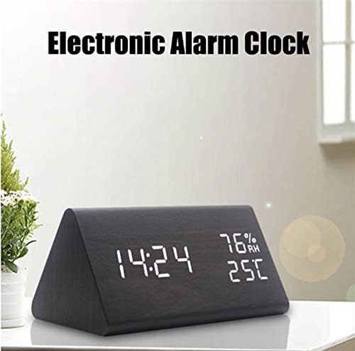 Електронен led Дисплей за време 3 Настройки на алармата, Определяне на влажност и температура, за да легло в спалнята (черен)