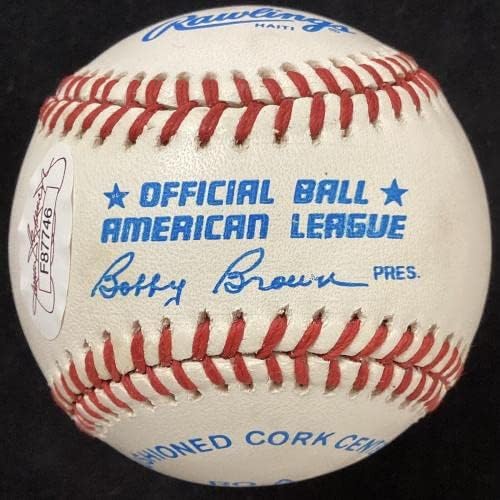 Играта на топка с автограф на Боб Лемона, Автограф на индианците Боб Браун, Надпис HOF 76 JSA - Бейзболни топки с Автографи