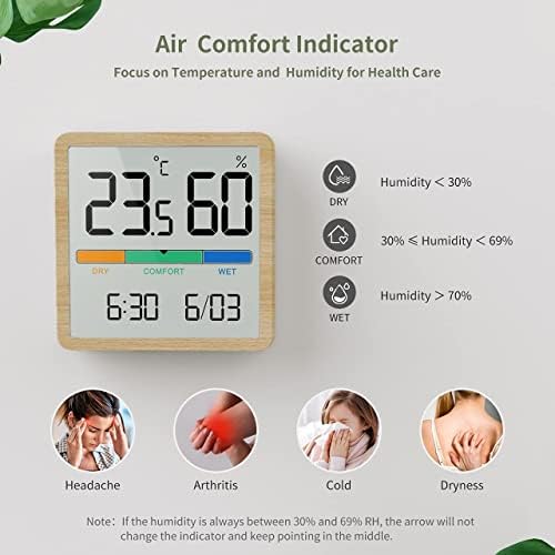 ZHUHW LCD дисплей на Цифров Часовник влага Стаен Термометър, Влагомер Домашен Офис Тенис на измерване на температурата и влажността (Цвят: E, Размер: както е показано)