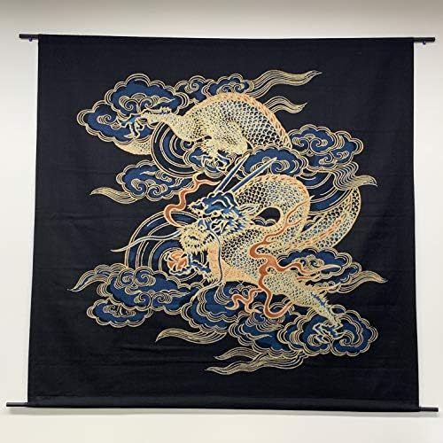 118 см, японската плат голям формат Furoshiki, памучен плат за опаковане, опаковане кърпа, специални подаръци (черен дракон)