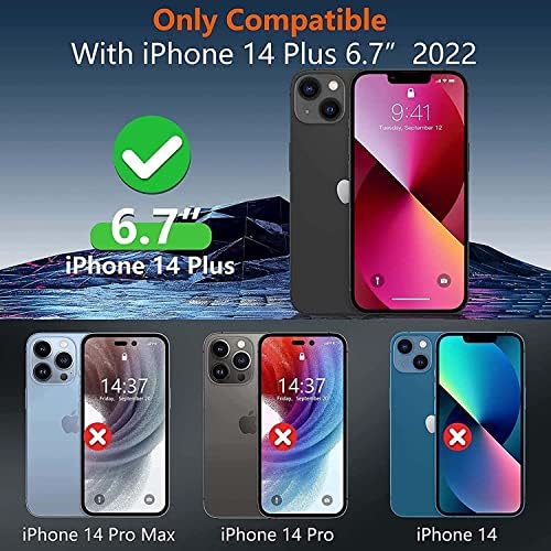 Калъф за мобилен телефон с панти капак Wscebck с прозрачен прозорец, калъф-книжка със стойка от крокодилска кожа 2022 за Apple iPhone 14 Plus, може бързо да отговарят на повиквания (цвят: Preto)
