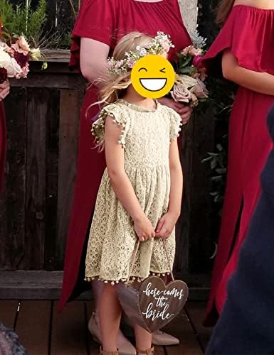 Рокля-пакетче AGQT За малки момичета, Елегантна Рокля с Дантелено цветове, с дълъг ръкав и pom-помераните, от 1 до 6 години