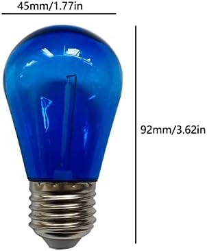Lxcom Lighting S14 Синя Коледна Замяна Лампа 1 W Реколта led крушка на Едисон E26 Средна База Декоративни Реколта Гирлянди с конци с нажежаема Жичка за вътрешен Двор, Външни електрически Крушки, 16 Бр. (синьо)