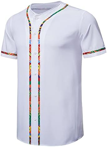 WENKOMG1 Мъжка Тениска с африканските принтом, Пролетно-Летни Блузи, Външни дрехи Ризи с Къс ръкав, Свободни Спортни Тениски L0322