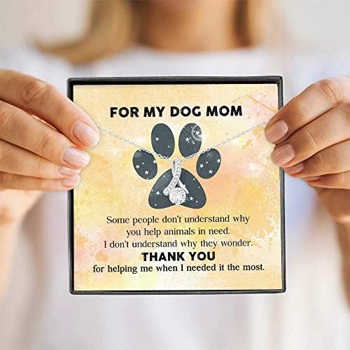 Картичка с Послание, Колие ръчна изработка - за моята Куче мама Колие - Благодаря, че ми помогна да Колие - AB BB812 - Колие с подарък предавателна на годишнина от рождението на