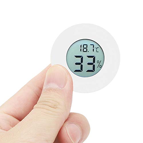 Мини Кръгови Вграден Цифров LCD Термометър-Влагомер, Влага, Индикатор за Температура, Измервателният за Домашния Офис (Бял)