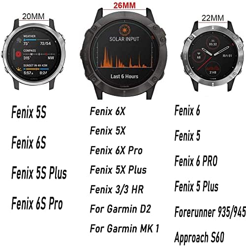 DJDLFA 26 22 ММ и Каишка за часовник Garmin Fenix 7 7X6 6X Pro 5 5X Plus 3HR Fenix 6 935 Кожена быстросъемный каишка за часовник Easyfit (Цвят: R, размер: за 935 945)