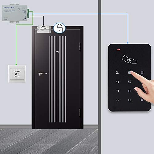 OBO HANDS RFID Система за контрол на достъпа до врати Клавиатура + Електрическа брава с ЦПУ + захранване + Бутон изход + 10шт Ключодържатели/Карти