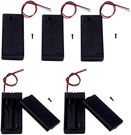 LAMPVPATH 5 бр. Държач за батерии 2 АА с ключ, чанта за притежателя на батерии 2X 1,5 АА с кабелни изводи и ключа за включване / изключване (5 бр)