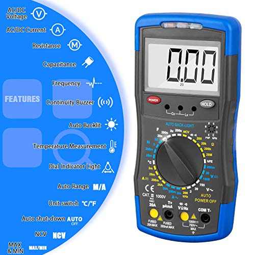 Мултицет ANNMETER AN-770 - 20H Индукционный Тестер за Измерване на честотата на ac/dc Напрежение, Съпротивление, Капацитет, с Непрекъснато Измерване на температурата, Автоматично Осветление