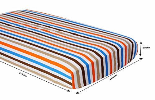 Кърпи за бебешко креватче Bacati, модни, спортни, синьо / Оранжево / Шоколад (опаковка от 2 броя) (BISPBODO2CFS)