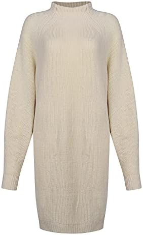 Секси Дълга Рокля-пуловер, Мини-Рокля-Пуловер, Вязаное Рокля-пуловер със средна дължина, с Дълбоко деколте Наполовина, Плюс